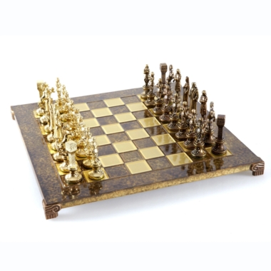 Alternative view of Schaakspel Renaissance - Schaakbord en Schaakstukken van Metaal in Goud en Brons