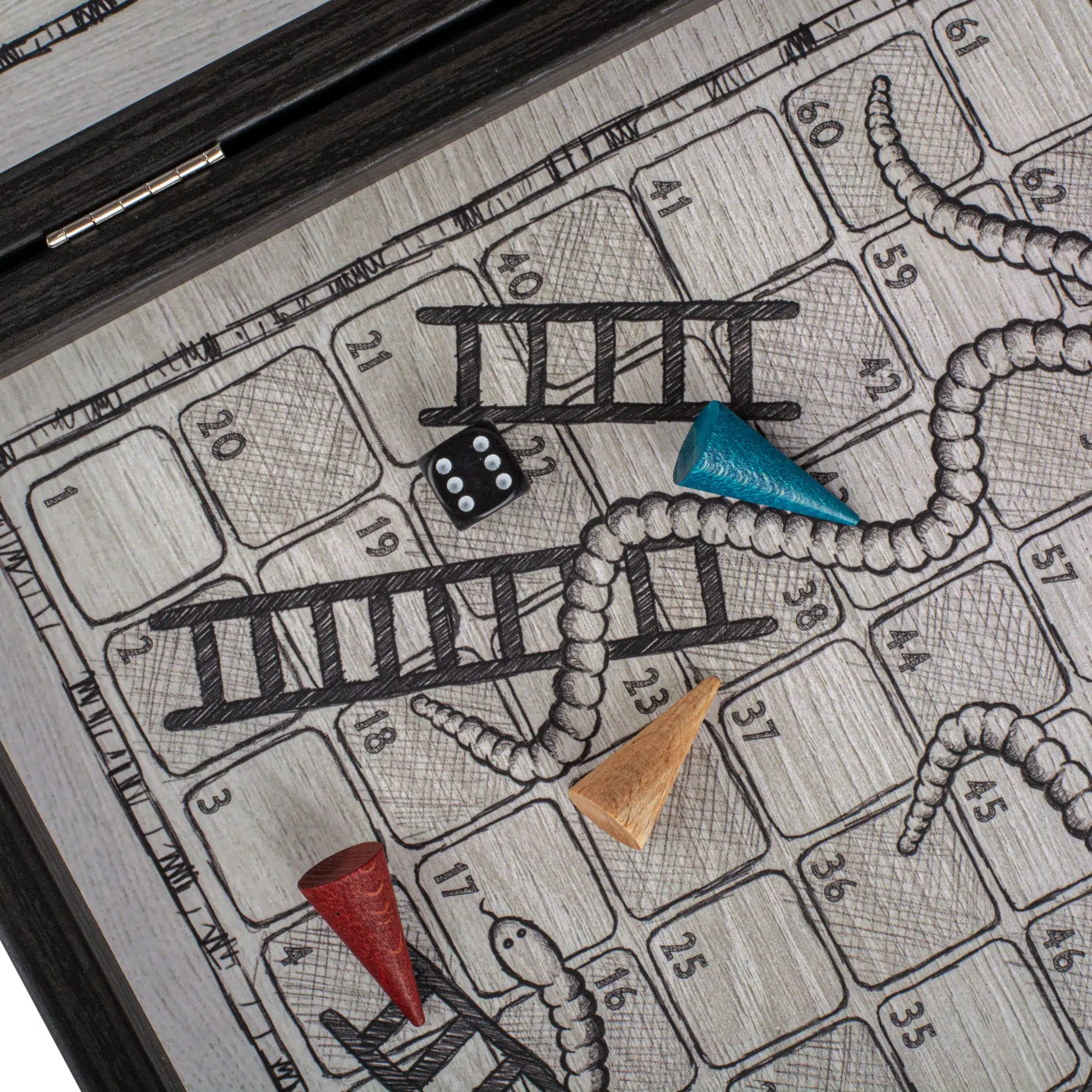 Ensemble de Jeux 4-en-1 Dessin Libre : Échecs, Backgammon, Ludo et Serpents