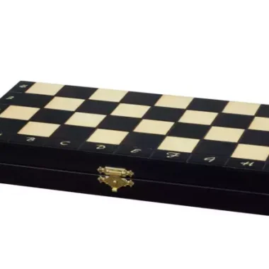 Jeu d’Echecs Magnétique en Bois Noir 28x28 cm – Pliable et Idéal pour les Voyages