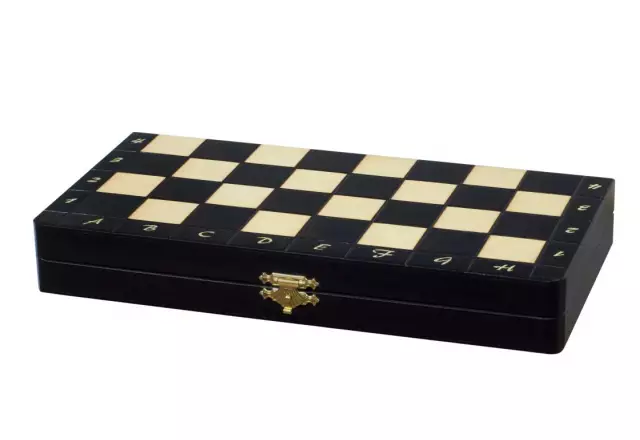 Jeu d’Echecs Magnétique en Bois Noir 28x28 cm – Pliable et Idéal pour les Voyages