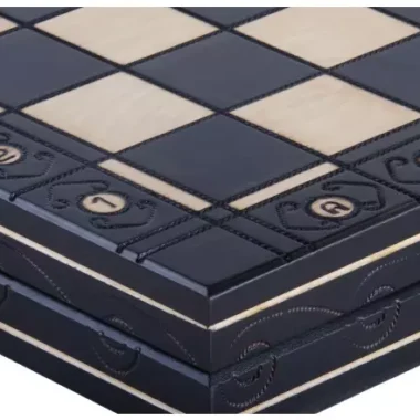 Jeu d’Echecs en Bois Noir – Échiquier Pliant avec Pièces Staunton