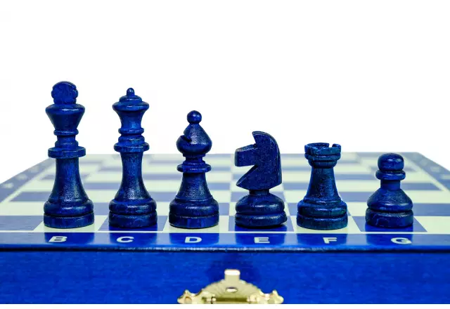Jeu d’Echecs Magnétique Mini en Bois Bleu Compact et Portable