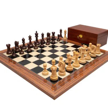 Ensemble d’Échecs de Luxe en Bois d’Anjan avec Échiquier en Palissandre – Roi 10,2 cm