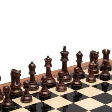 Ensemble d’Échecs de Luxe en Bois d’Anjan avec Échiquier en Palissandre – Roi 10,2 cm