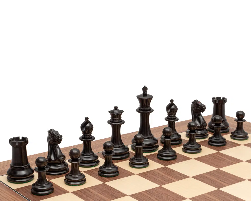 Jeu d’Échecs Staunton 1851 de Luxe en Ébène et Buis avec Échiquier de 60 cm et Coffret en Acajou – Roi 11 cm