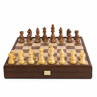 Schaakspel in notenhout 40x40 cm met elegante Staunton-stukken - Le Palais Des Echecs