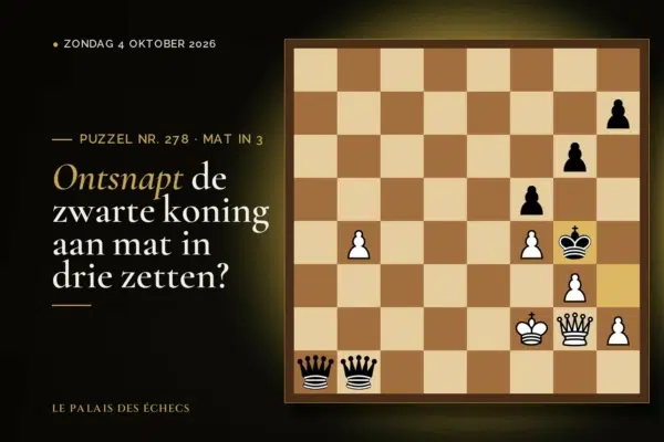 Stelling van schaakpuzzel nr. 278: Wit aan zet en geeft mat in 3