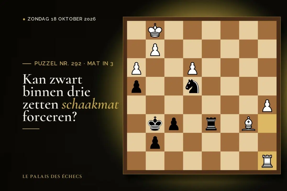 Stelling van schaakpuzzel nr. 292: Zwart aan zet en geeft mat in 3